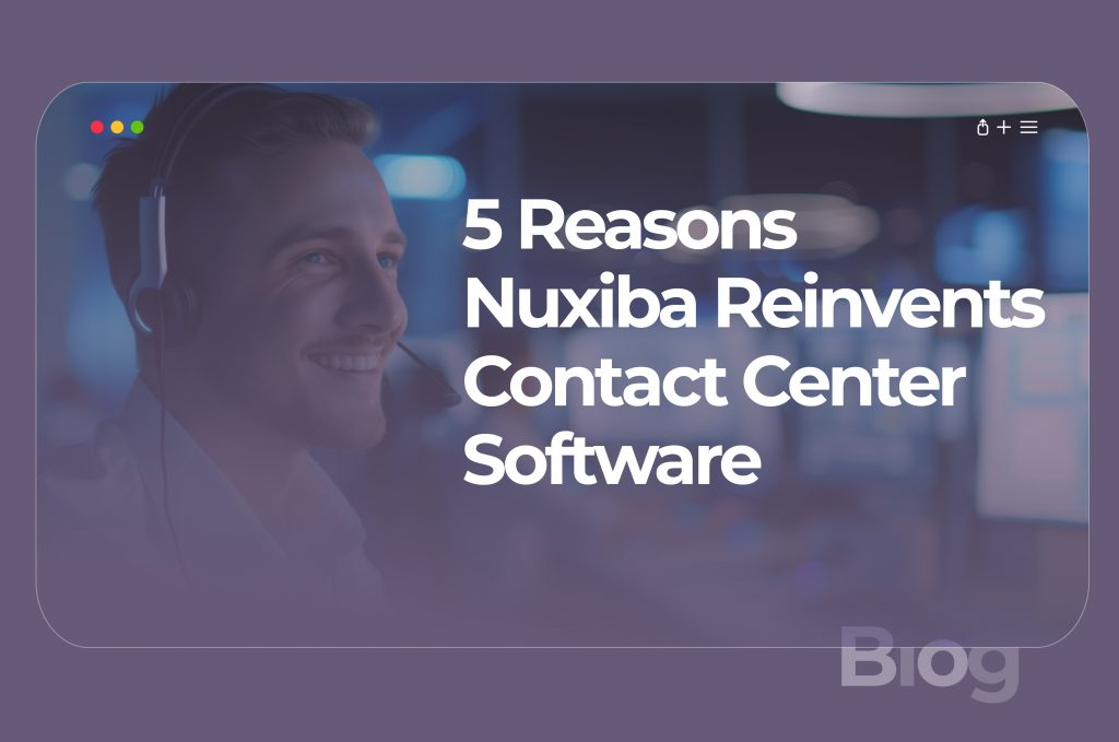 Smiling contact center agent with headset representing Nuxiba’s specialized software.